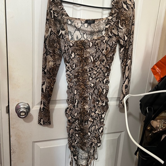 Brown Snakeskin Mini Dress - Picture 2 of 2